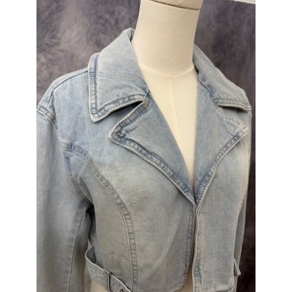 Madden Nyc Jackets & Blazers - Madden NYC Womens Light Wash Cropped Denim Jacket Blue Small Cool Girl Timeless